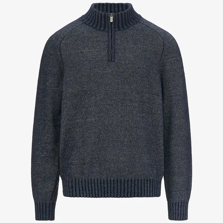 Maglione pullover da uomo in lana merino premium verde con mezza cerniera