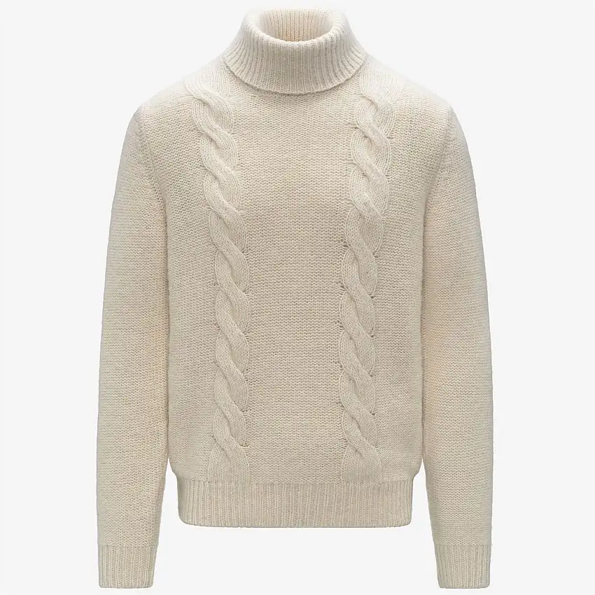 Maglione da uomo in maglia a trecce verde naturale con misto alpaca