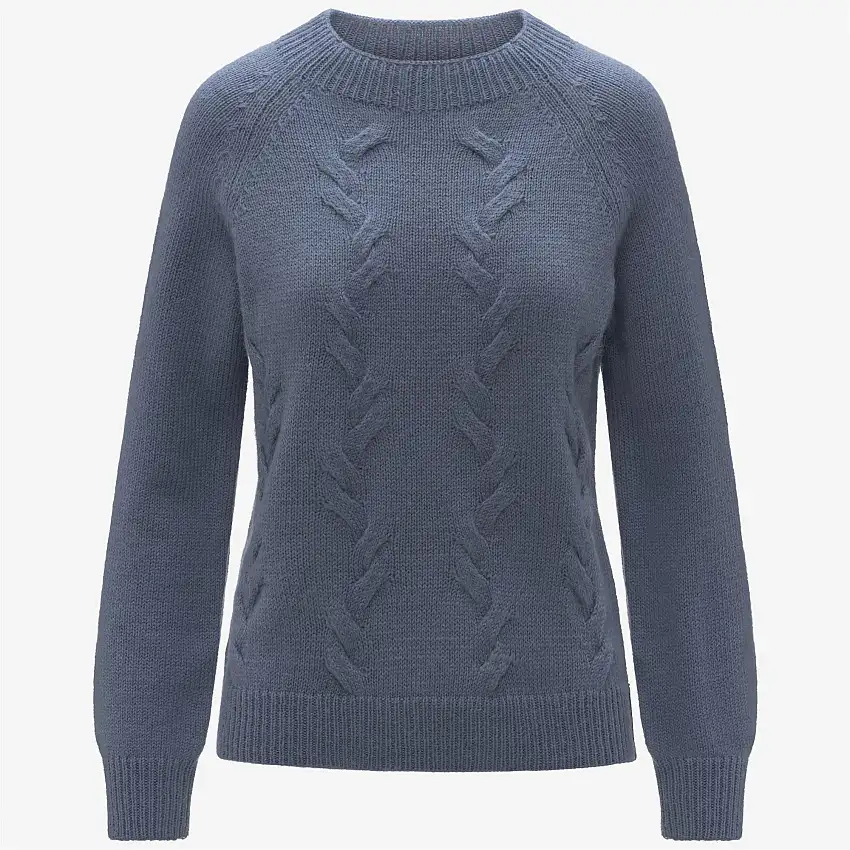 Maglione a collo a imbuto da donna blu in misto mohair