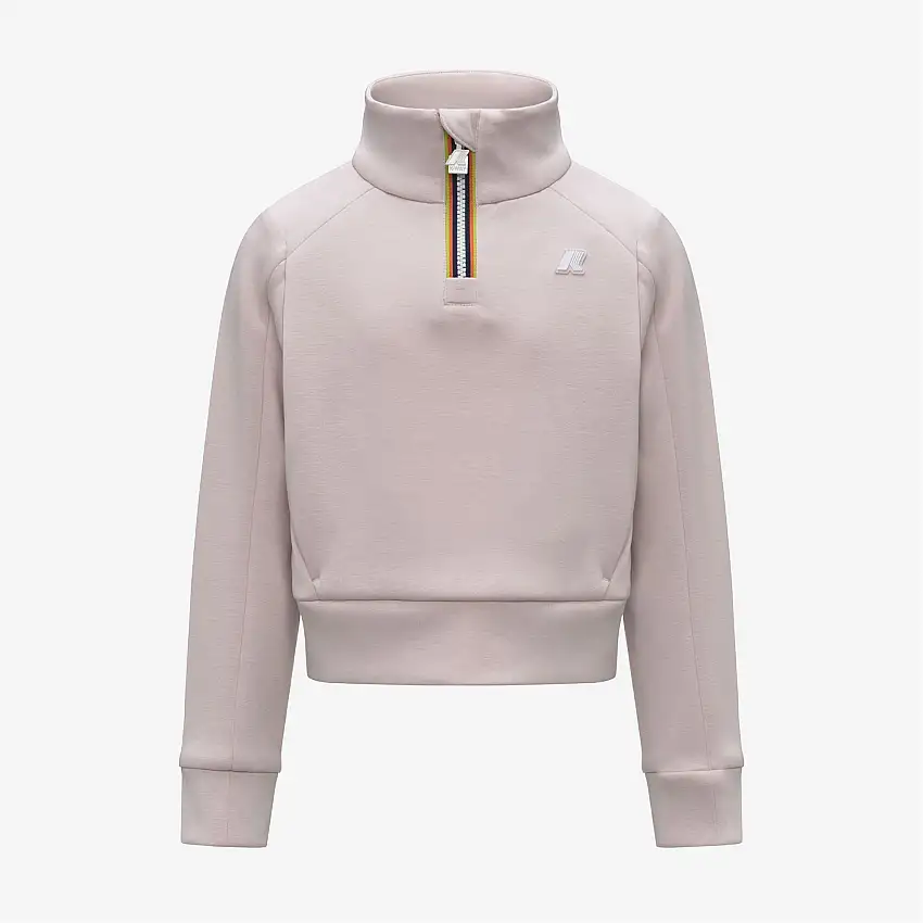 Maglione leggero in pile con cerniera per bambine, colore grigio rosa
