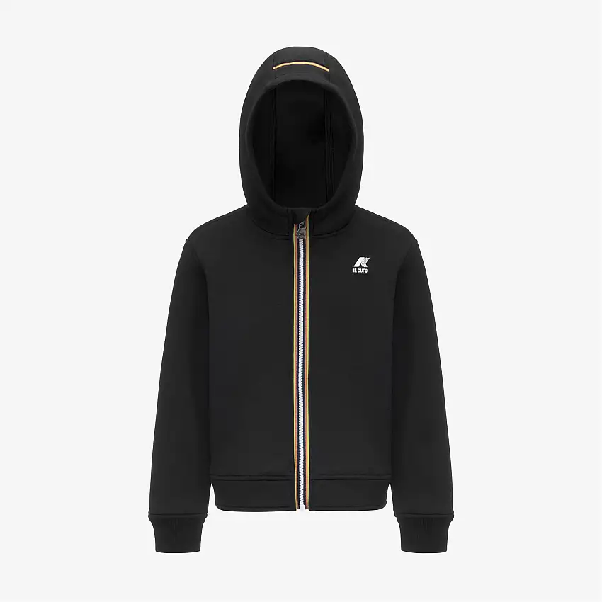 Giacca in pile unisex nera per bambini con cerniera e tasche