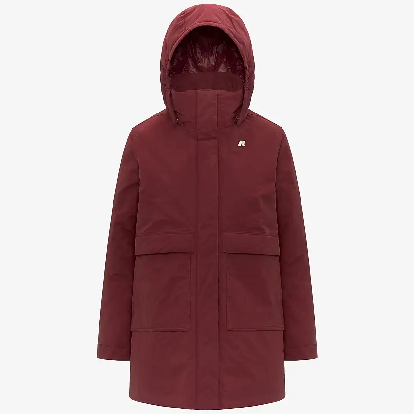 Giacca rossa da donna a 3/4 di lunghezza con taglio ad A e isolamento PrimaLoft