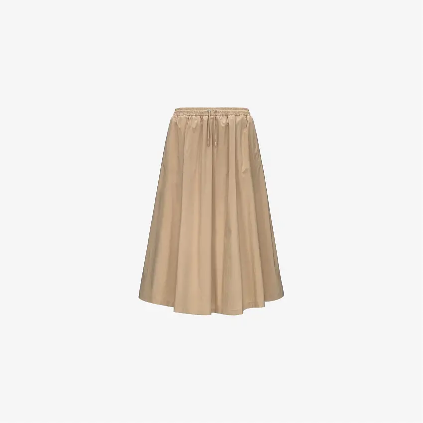 Gonna Lunga Casual Donna Marrone Beige con Vita Regolabile