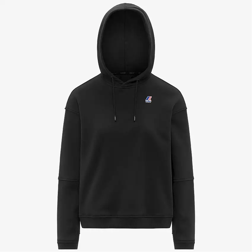 Felpa con cappuccio in pile nera da donna per attività all'aperto e per il tempo libero