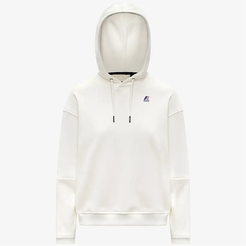 Felpa con cappuccio in pile da esterno bianca da donna con cappuccio regolabile