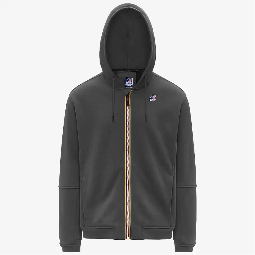 Felpa con cappuccio unisex grigia con cerniera intera in pile per attività all'aperto