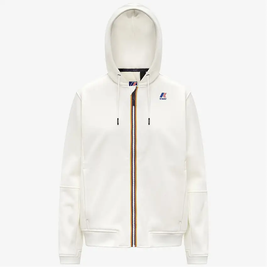 Felpa con cappuccio unisex bianca con zip intera per attività all'aperto