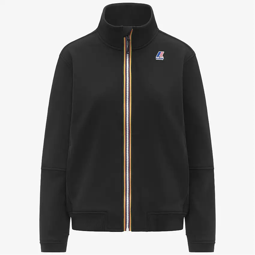 Giacca in pile nera unisex con cerniera completa per attività all'aperto