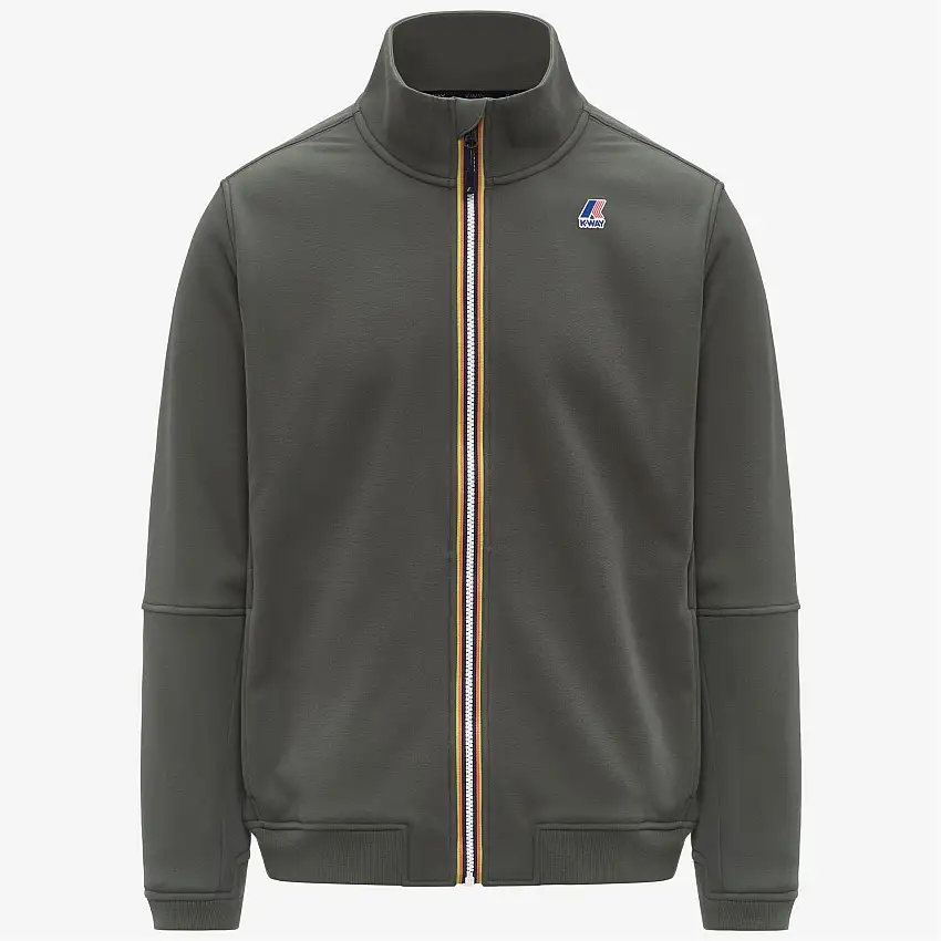 Giacca in pile unisex verde da esterno con collo alto