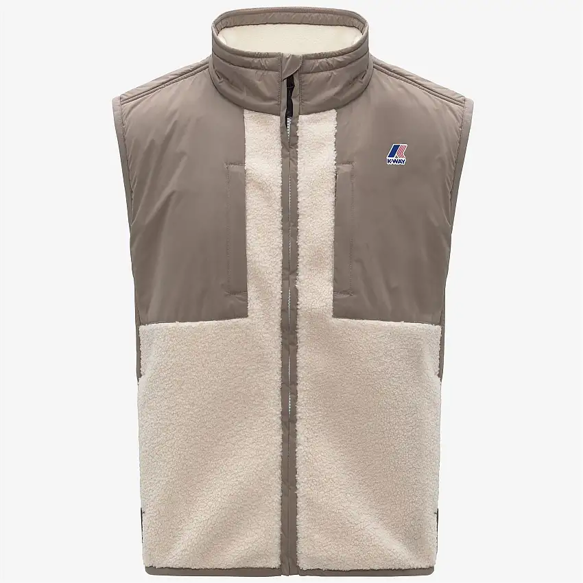 Gilet unisex beige in caldo pile con isolamento PrimaLoft