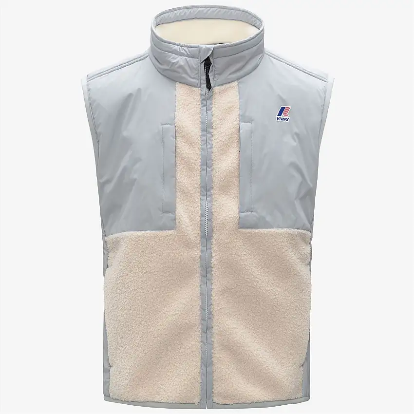 Gilet unisex in pile grigio con isolamento PrimaLoft e inserti impermeabili