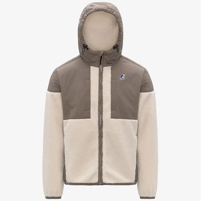 Giacca in pile con cappuccio unisex beige con isolamento PrimaLoft