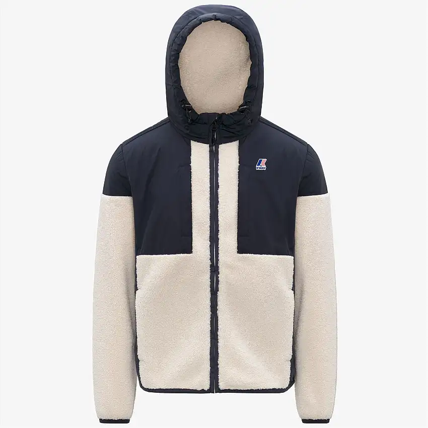 Felpa con cappuccio unisex in pile blu con imbottitura in sherpa impermeabile e PrimaLoft