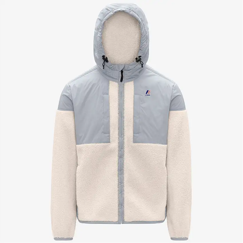 Felpa con cappuccio unisex grigia con zip intera, isolamento Sherpa e PrimaLoft