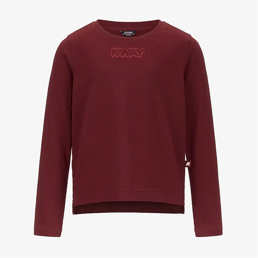 T-shirt rossa in cotone per bambina con scritte lucide