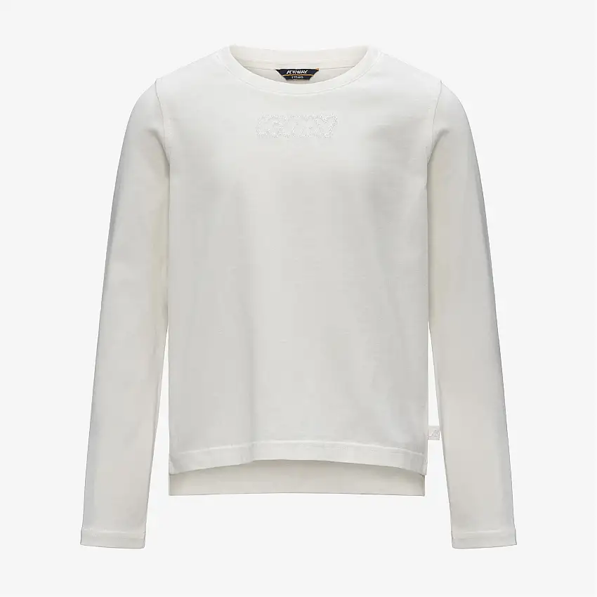 T-shirt bianca in cotone per bambine con scritte lucide