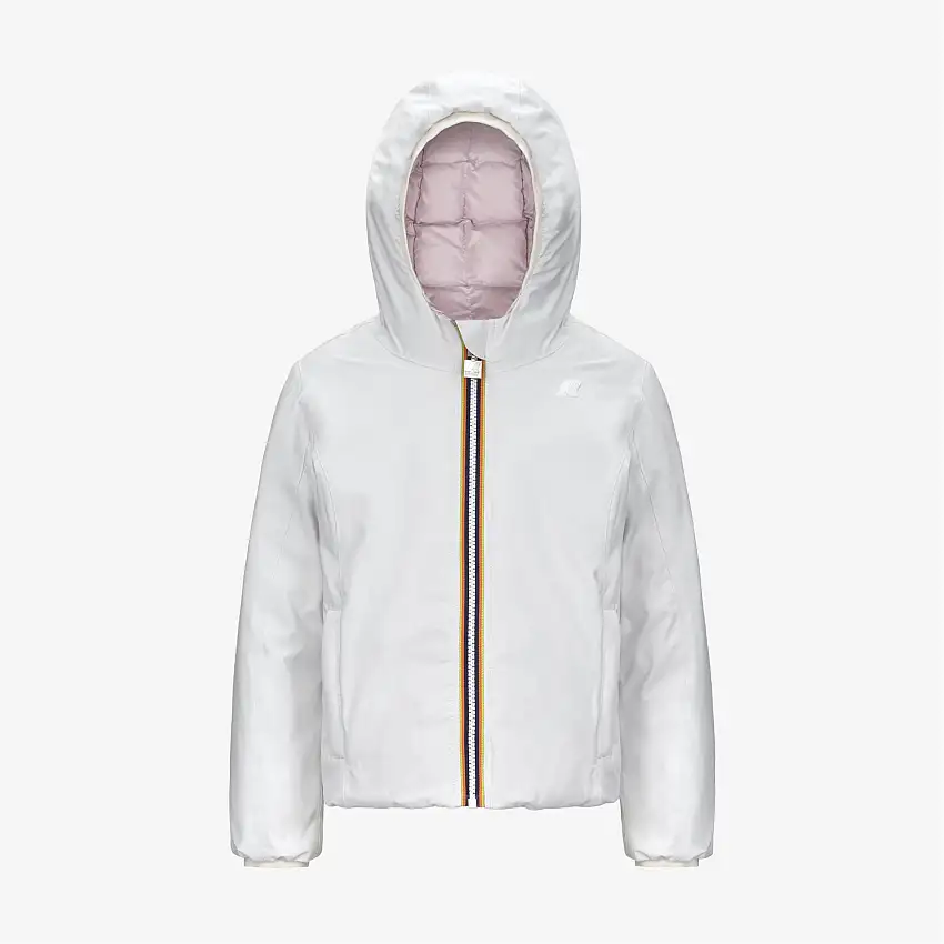 Giacca invernale corta reversibile bianca per ragazze con isolamento PrimaLoft