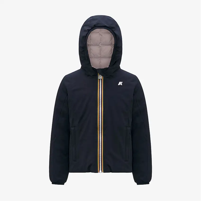 Giacca invernale reversibile blu da bambina con isolamento PrimaLoft