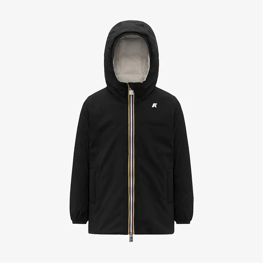 Giacca invernale reversibile da bambina nera con imbottitura in piuma