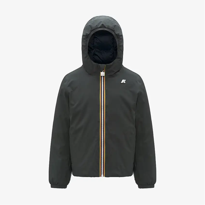 Giacca invernale reversibile isolata verde e nera per bambini