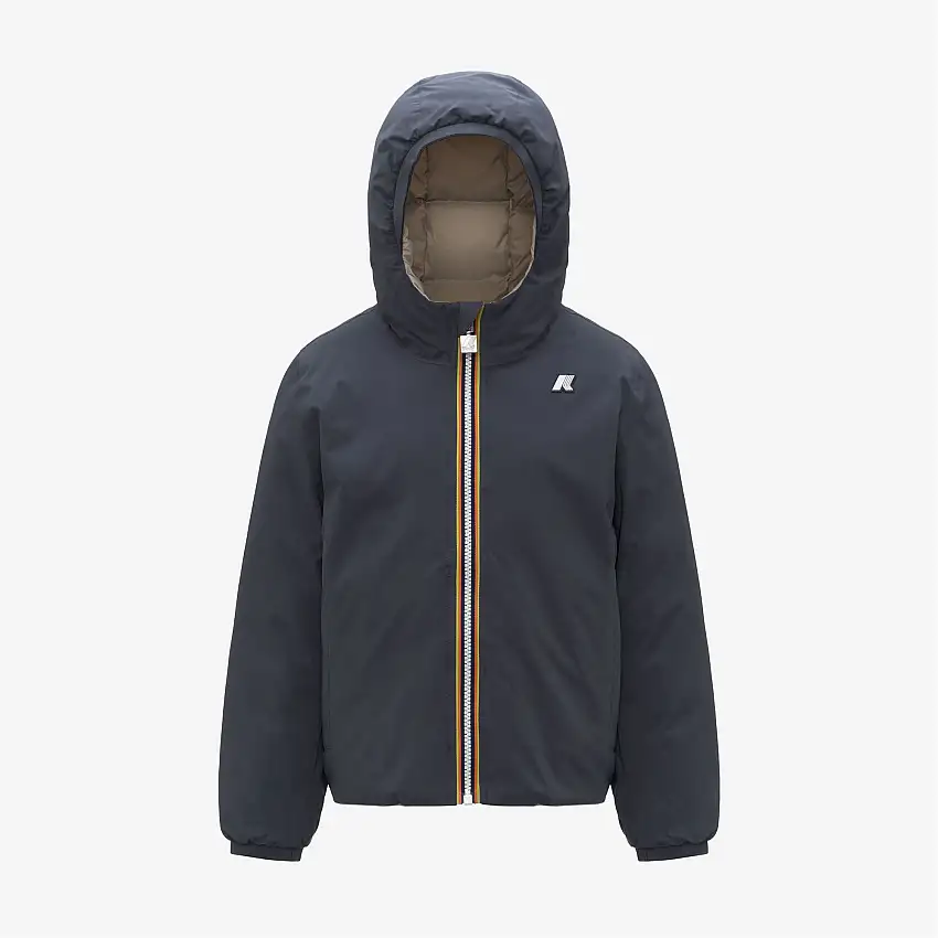 Giacca invernale reversibile imbottita blu-beige per bambini