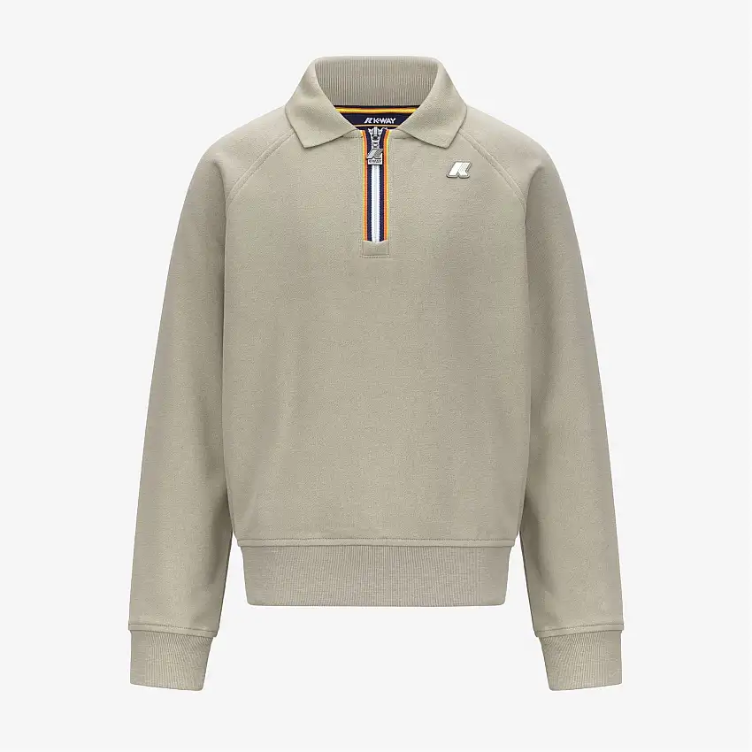 Felpa in pile verde da bambino con chiusura a mezza zip