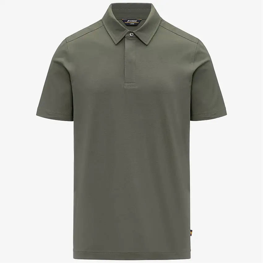Polo da uomo in cotone elasticizzato slim fit, colore verde lichene