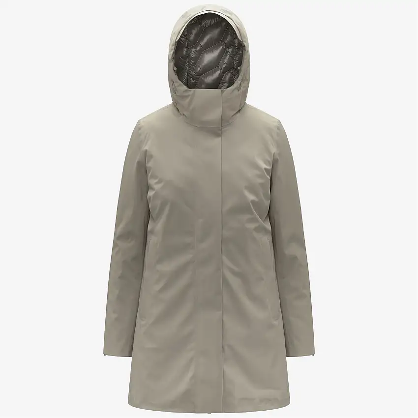 Giacca invernale imbottita verde da donna, lunghezza 3/4