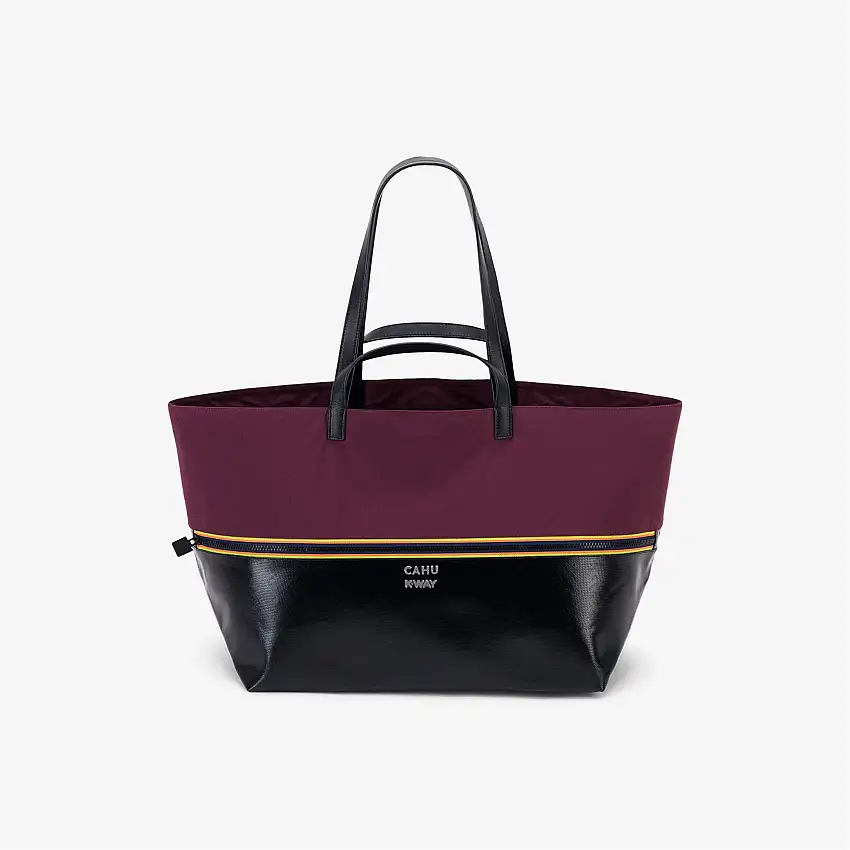 Borsa tote unisex nera e rossa con PVC impermeabile e nylon