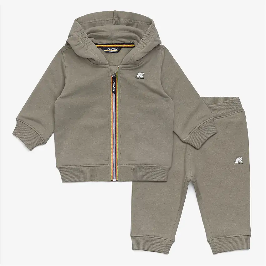 Completo unisex verde per bambini, pantaloni e maglione per autunno/inverno