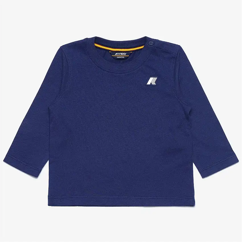 T-shirt unisex in cotone color cobalto intenso per bambini, per autunno e inverno