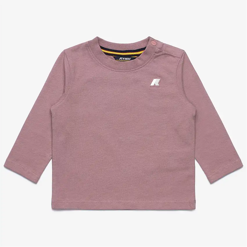 T-shirt unisex rosa in cotone per bambini, per autunno e inverno