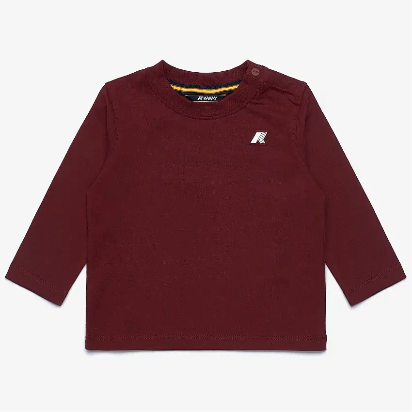 T-shirt unisex rossa in cotone per bambini, per autunno e inverno