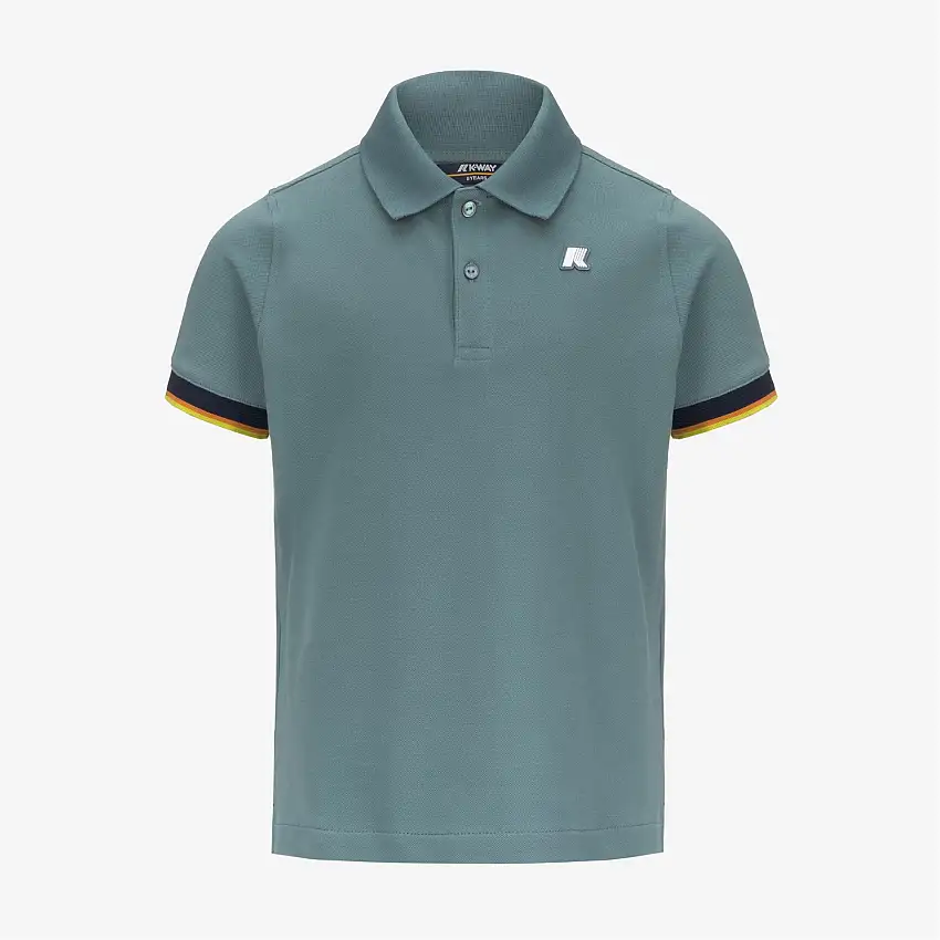 Polo in piqué di cotone elasticizzato verde per bambino