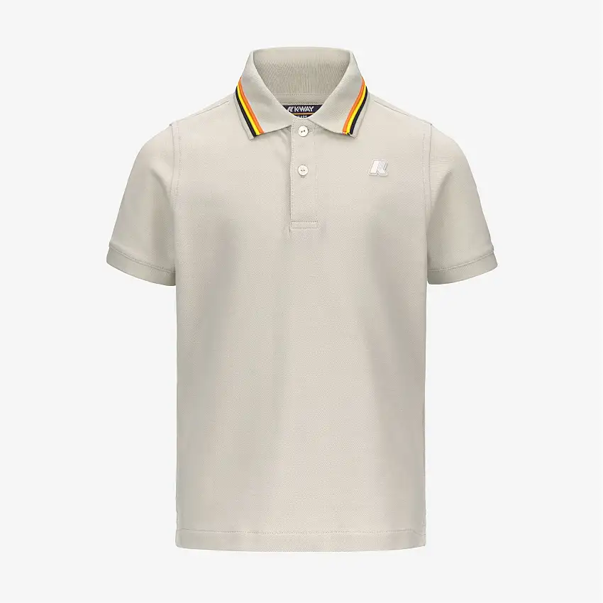 Polo in piqué di cotone elasticizzato beige per bambini