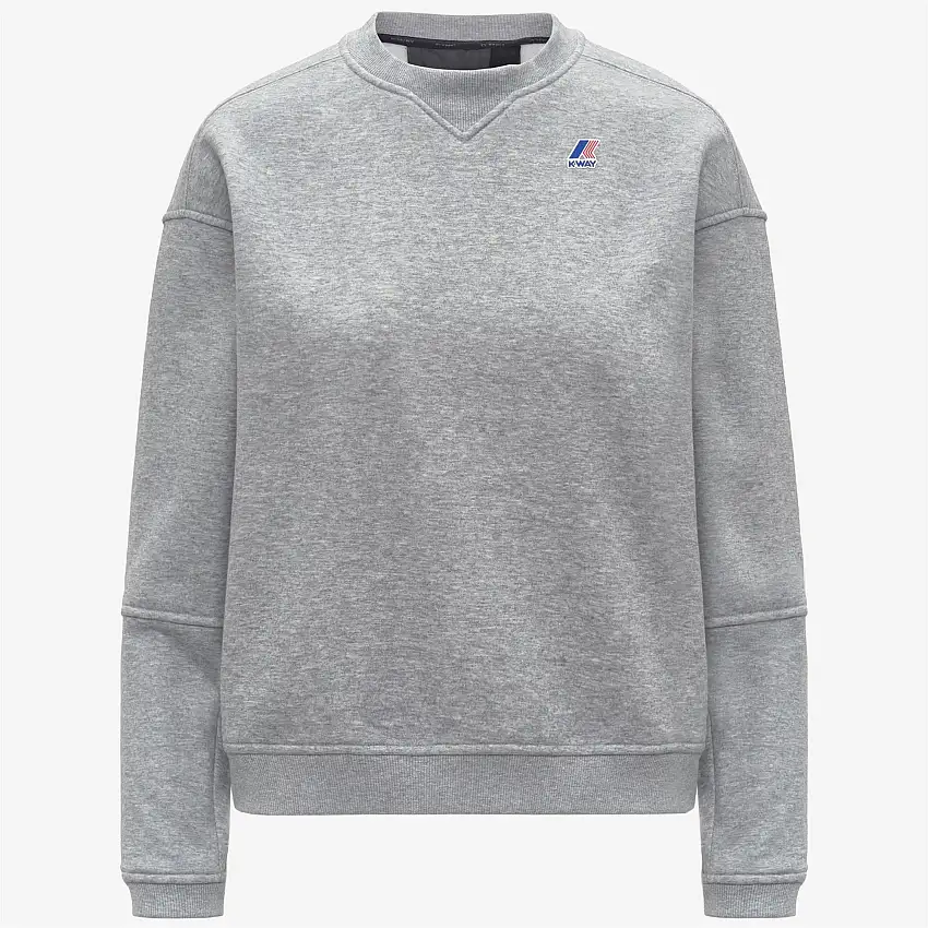 Maglione girocollo in pile di cotone spazzolato grigio da donna