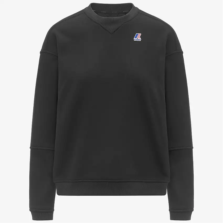 Maglione girocollo in pile nero da donna per attività all'aperto