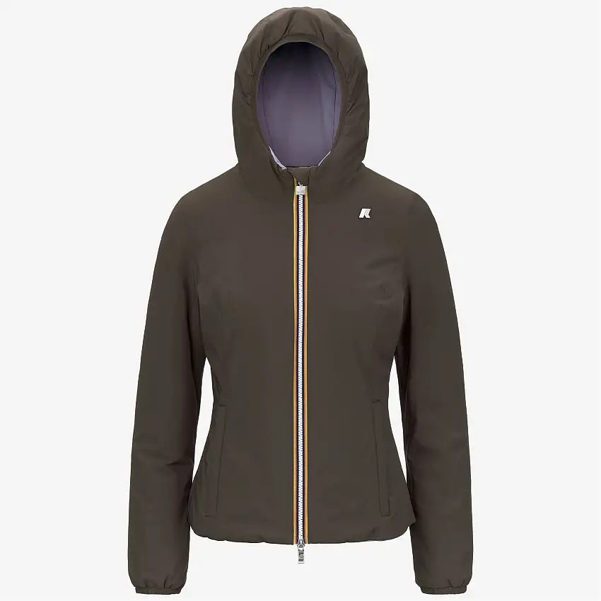 Giacca corta reversibile isolante da donna, colore oliva nero