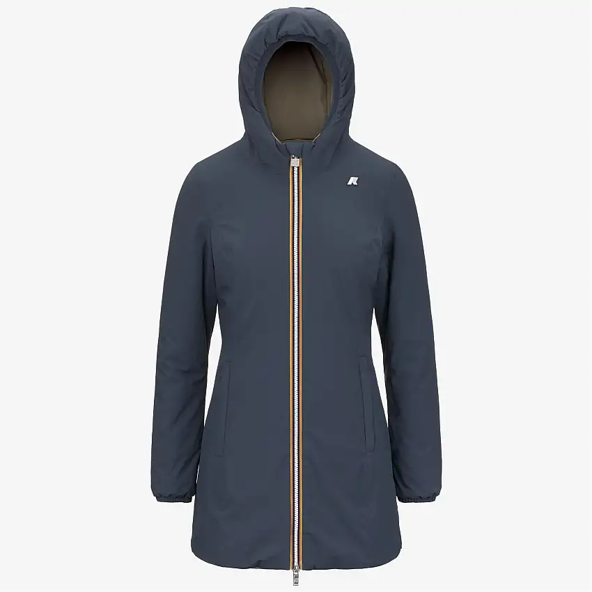 Giacca reversibile blu da donna di media lunghezza con isolamento