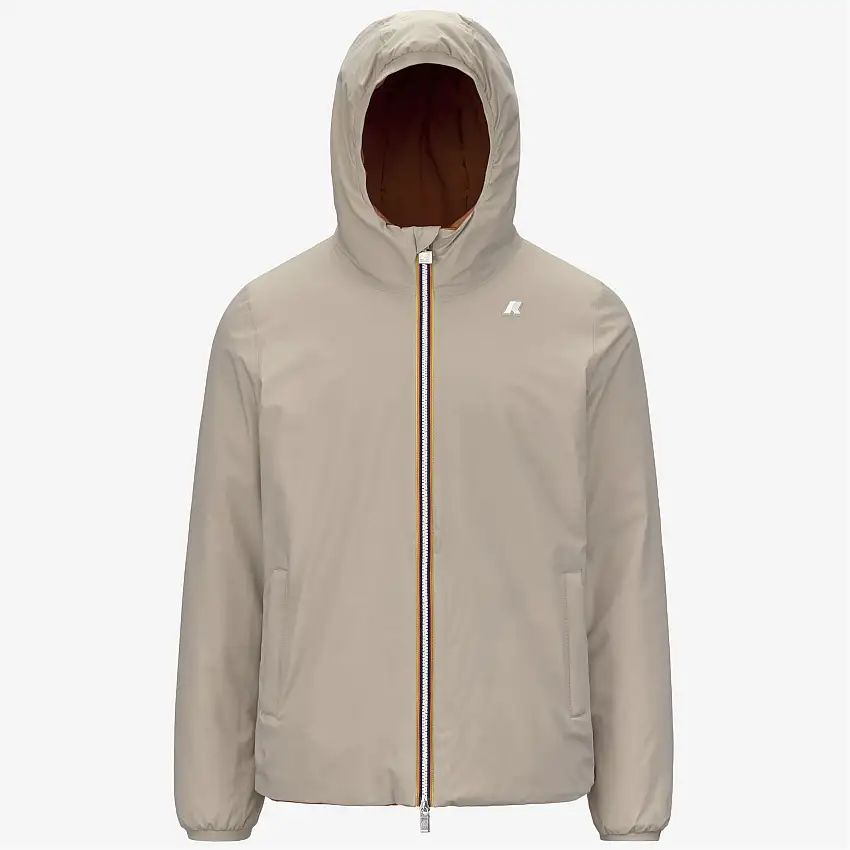 Giacca impermeabile reversibile da uomo beige con imbottitura sintetica