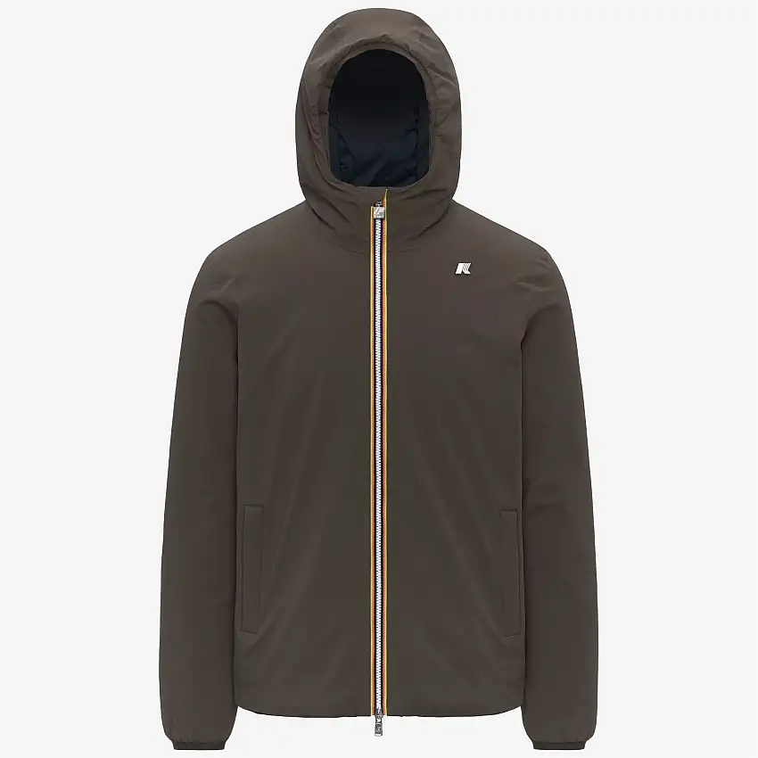 Giacca impermeabile reversibile da uomo in oliva nera con imbottitura sintetica