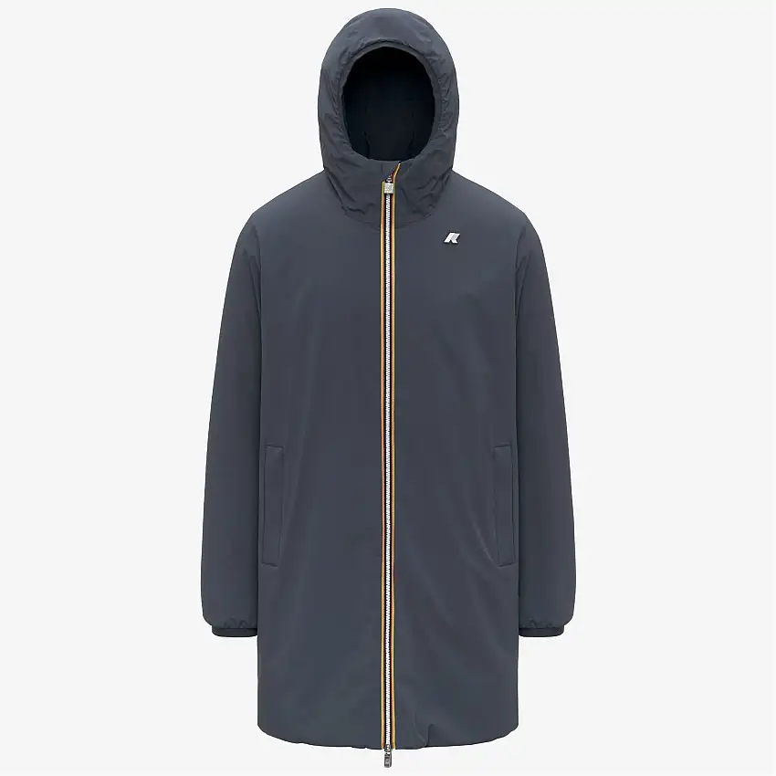 Giacca invernale reversibile da uomo blu con design impermeabile