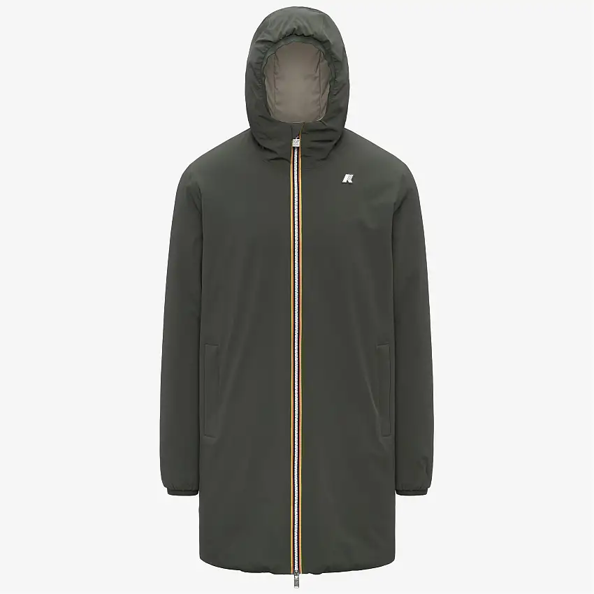 Giacca reversibile da uomo verde nera con imbottitura a 3/4