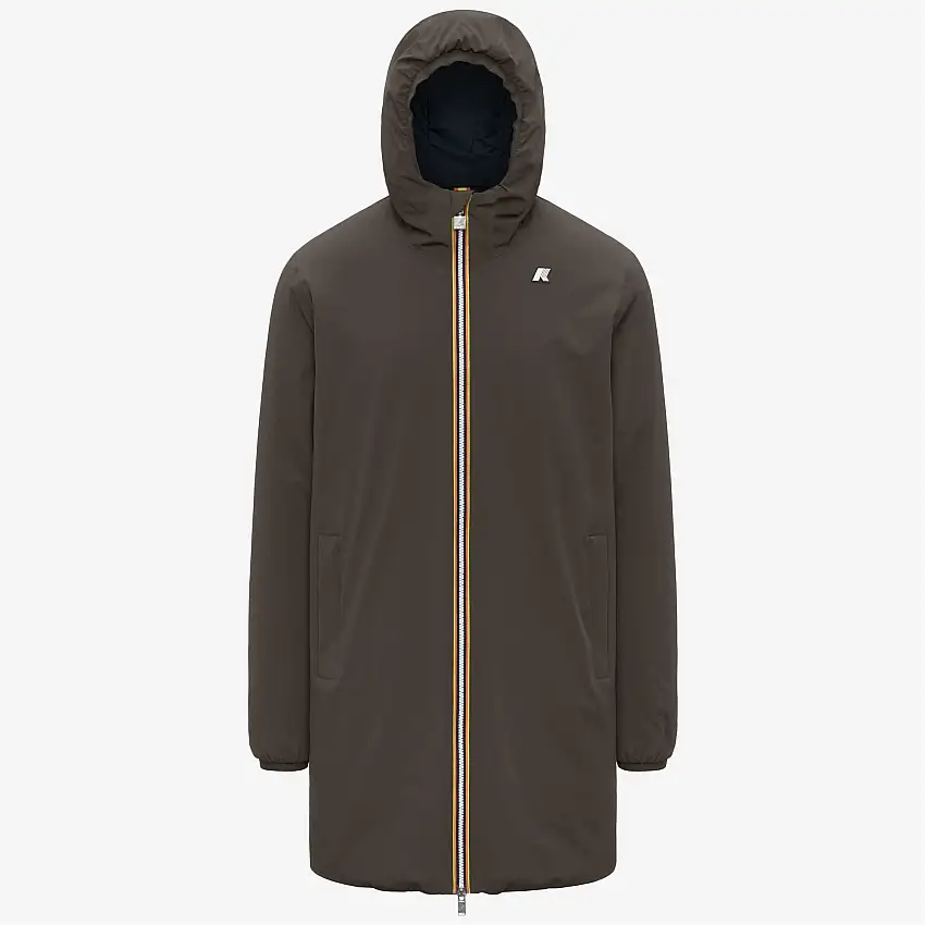 Giacca reversibile nera da uomo a 3/4 di lunghezza con imbottitura sintetica