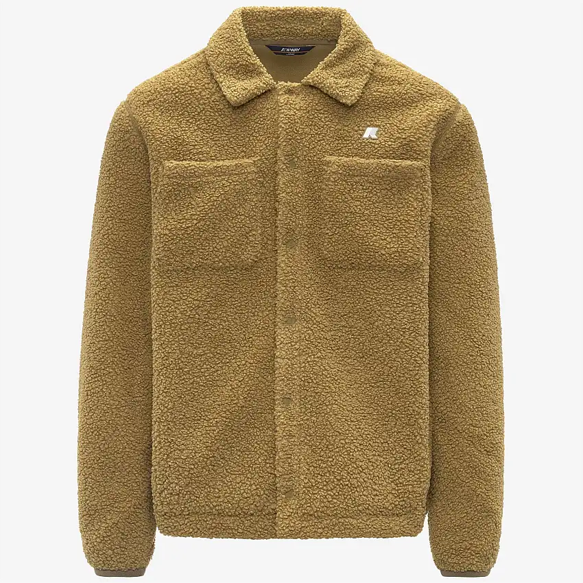 Giacca reversibile in pile polare beige da uomo con tasche