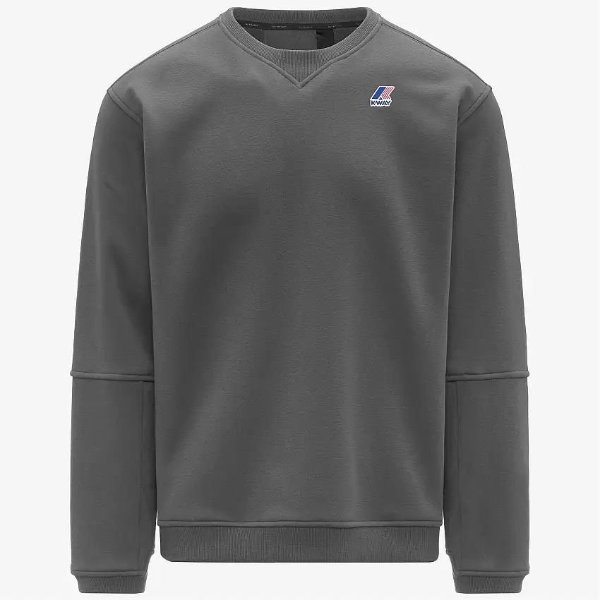 Maglione girocollo unisex in pile spazzolato grigio scuro