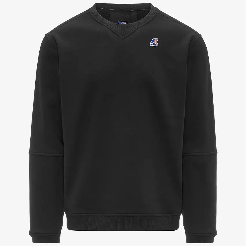 Maglione girocollo unisex in pile spazzolato nero per attività all'aperto