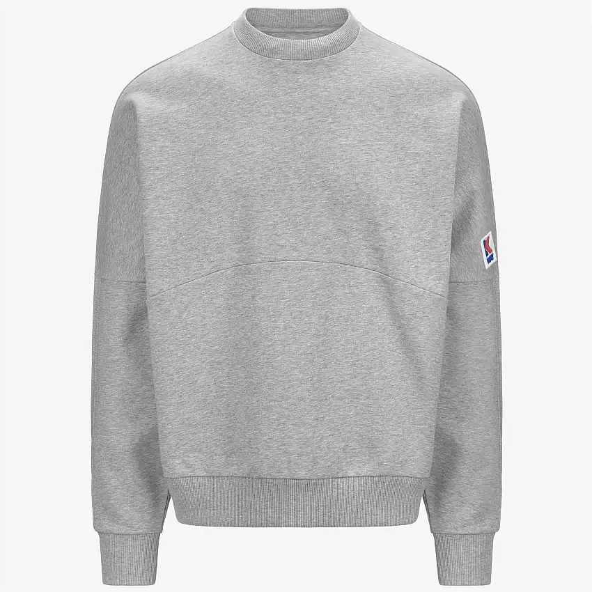 Maglione in pile grigio unisex dalla vestibilità rilassata con toppa con logo 3D