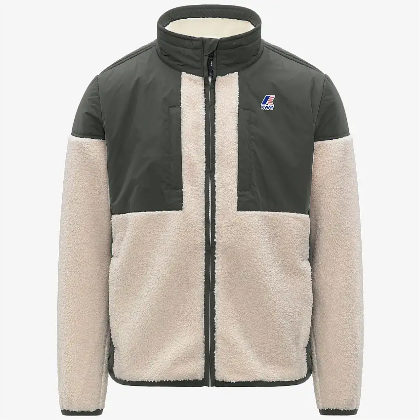 Giacca in pile unisex verde nerastro con sherpa e isolamento