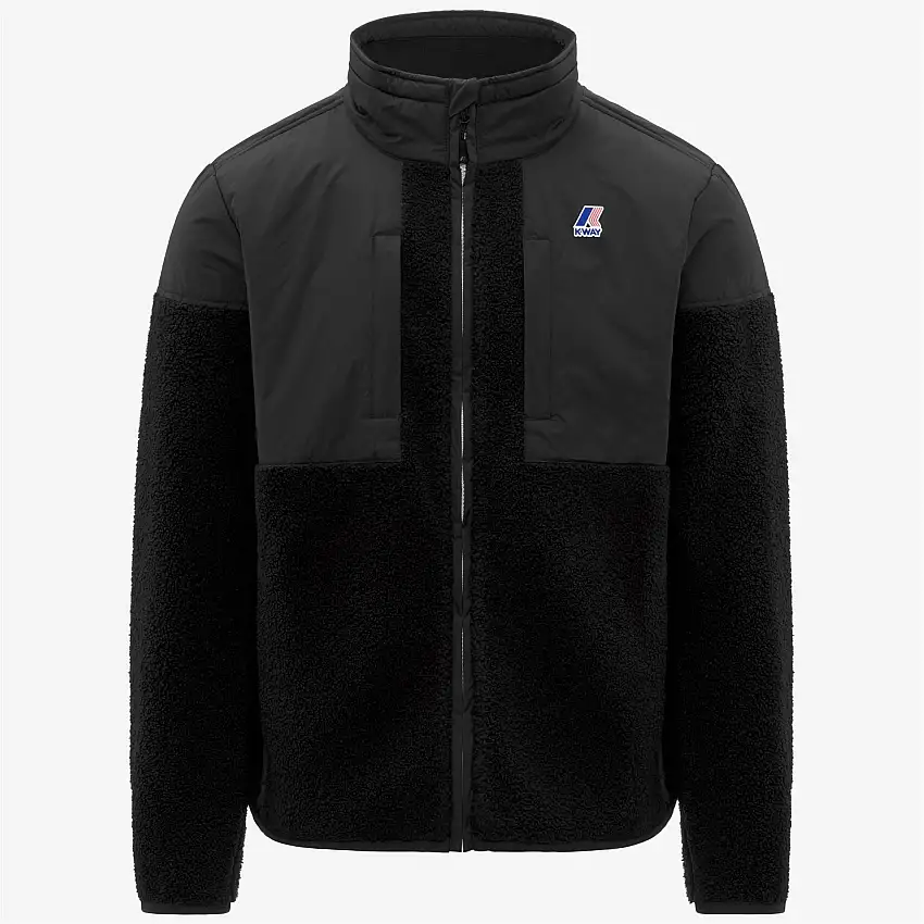Giacca in pile unisex nera con inserti impermeabili